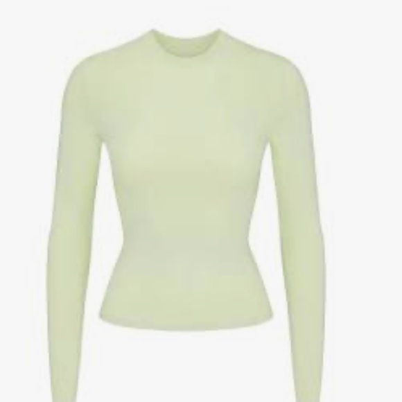 SKIMS NWT Long Sleeved Cotton Jersey T-shirt- Pistachio - Picture 2 of 2
